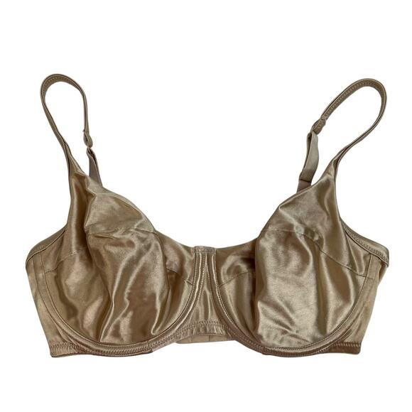 Victoria's Secret 34DD Bra Satin Second Skin Beige Unlined Full Coverage Vintage - Picture 1 of 14